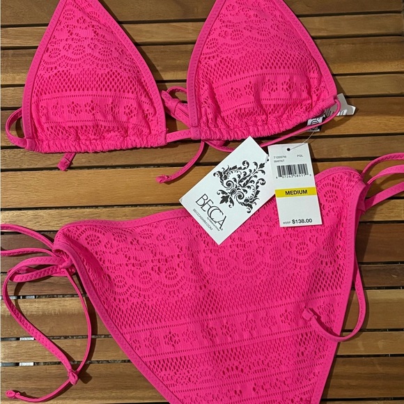BECCA Other - Medium NWT BECCA Hot Pink Lace Bikini